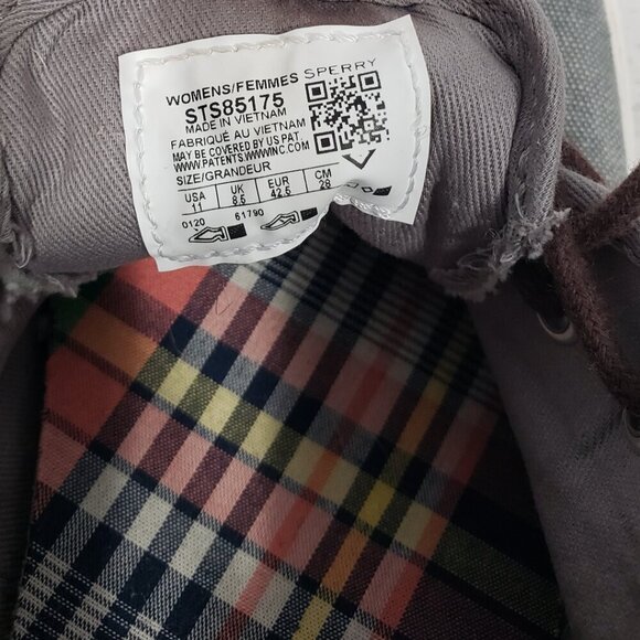 Grey Canvas Sperry Topsider Sneakers Women's Size 11 - Picture 4 of 7